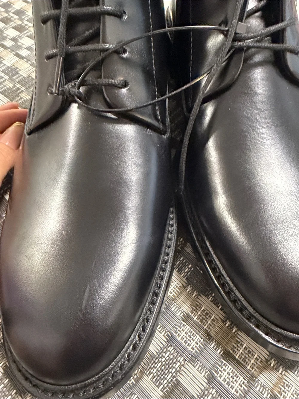 Vince MEN Black Leather Damian Lace-Up Dress Boots